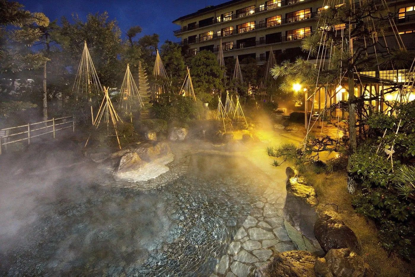 Outdoor bath at Awara Onsen