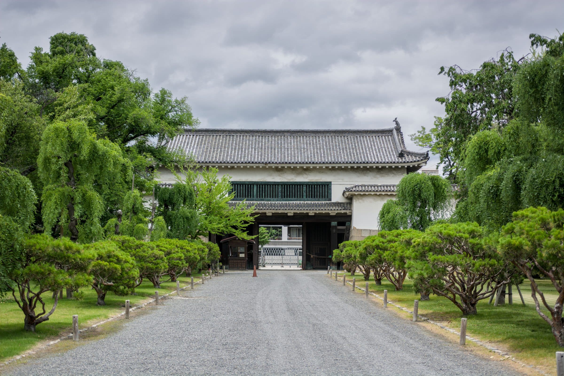 Pine-lined approach at Nijo Castle