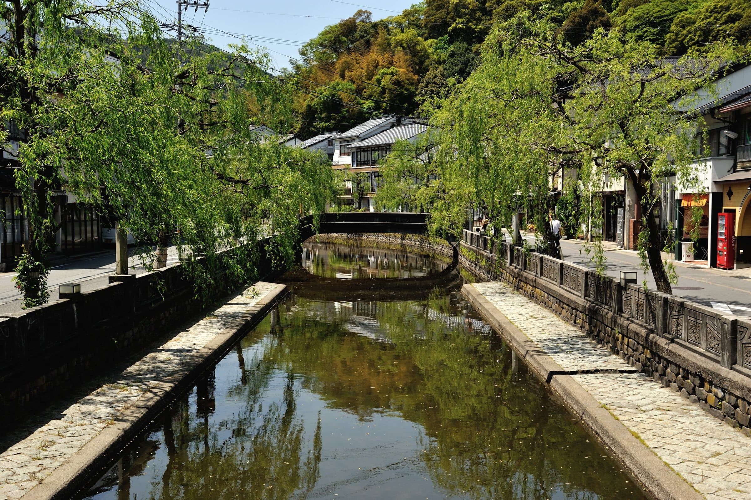 The willow-lined canal in Kinosaki Onsen
