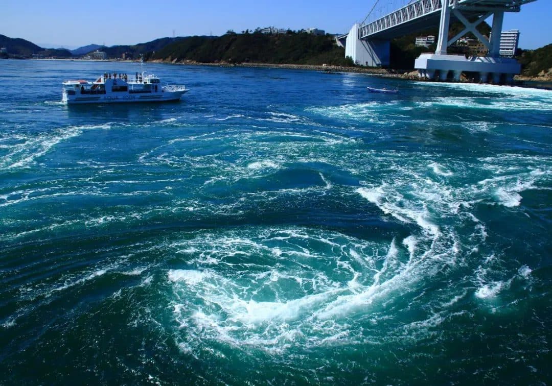 The Naruto whirlpools below the Onaruto Bridge