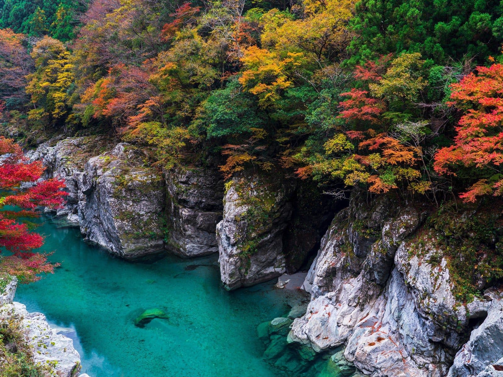 The marble cliffs of Oboke gorge